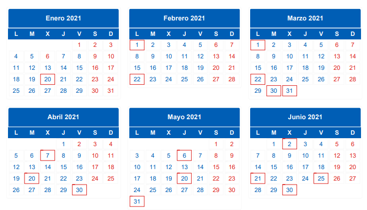 Calendario fiscal 2021